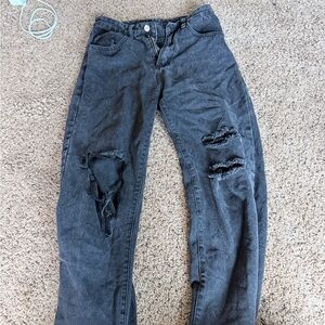 SHEIN Black Distressed Flare Jeans